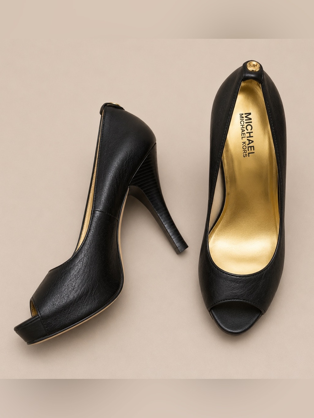 Michael Kors Black Peep-Toe Heels
